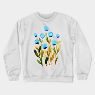 Simple watercolor flowers - green and blue Crewneck Sweatshirt